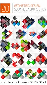 Mega collection of square geometric backgrounds and web boxes with option infographics sample text
