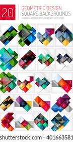 Mega collection of square geometric backgrounds and web boxes with option infographics sample text