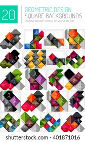 Mega colección de fondos geométricos cuadrados y cuadros web con texto de ejemplo de infografía de opción