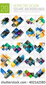 Mega collection of square geometric backgrounds and web boxes with option infographics sample text