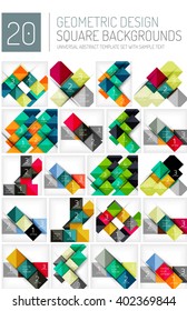 Mega collection of square geometric backgrounds and web boxes with option infographics sample text