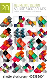 Mega collection of square geometric backgrounds and web boxes with option infographics sample text