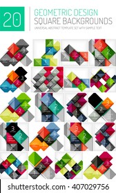 Mega collection of square geometric backgrounds and web boxes with option infographics sample text