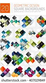 Mega collection of square geometric backgrounds and web boxes with option infographics sample text
