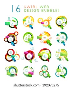 Mega collection of swirl web design infographic bubbles - flat concept.