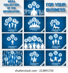 MEGA COLLECTION OF TEN BUSINESS MAN INFOGRAPHIC OPTION BLUE