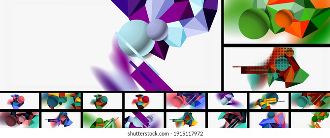 Mega collection of trendy 3d geometric shapes compositions