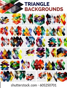 Mega collection of triangle backgrounds, vector universal backgrounds