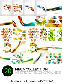 Mega collection of triangular, wave and other geometric abstract backgrounds