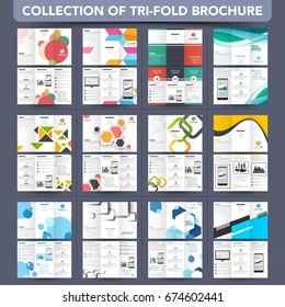 Mega Colección Tri-Fold Leaflet, Folleto con elementos abstractos e infográficos para Business.