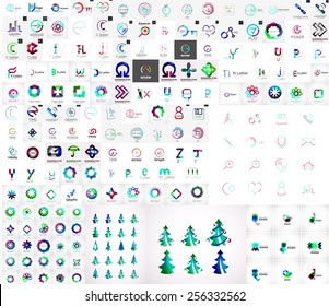 Mega collection of universal logos, business abstract icons