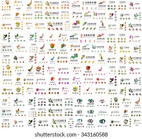 Mega collection of universal logos, business abstract icons. Vector