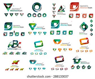 Mega collection of various abstract business emblems. Universal icon set for any idea concepts geometric shapes loops, circles, triangles and letters