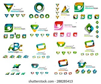 Mega collection of various abstract business emblems. Universal icon set for any idea concepts geometric shapes loops, circles, triangles and letters