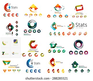 Mega collection of various abstract business emblems. Universal icon set for any idea concepts geometric shapes loops, circles, triangles and letters