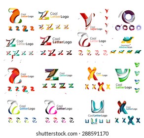 Mega colección de varios emblemas de negocios abstractos. Conjunto de iconos universales para cualquier idea conceptos formas geométricas bucles, círculos, triángulos y letras