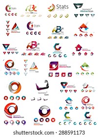 Mega collection of various abstract business emblems. Universal icon set for any idea concepts geometric shapes loops, circles, triangles and letters