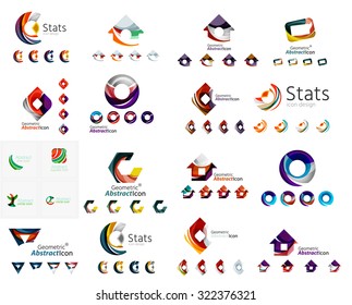 Mega collection of various abstract business emblems. Universal icon set for any idea concepts geometric shapes loops, circles, triangles and letters