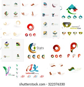 Mega collection of various abstract business emblems. Universal icon set for any idea concepts geometric shapes loops, circles, triangles and letters