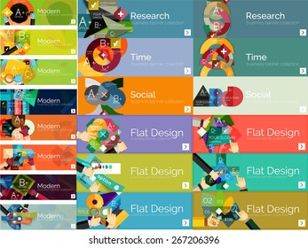 Mega collection of vector flat web infographic concepts and banners, various universal set