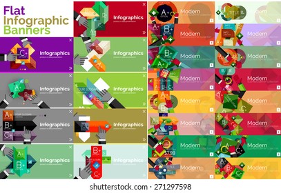 Mega collection of vector flat web infographic concepts and banners, various universal set