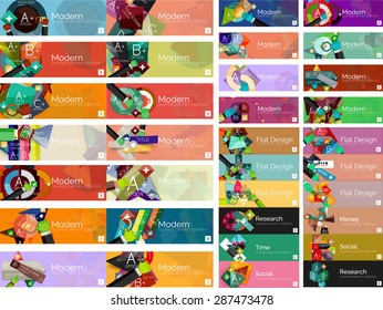 Mega collection of vector flat web infographic concepts and banners, various universal set