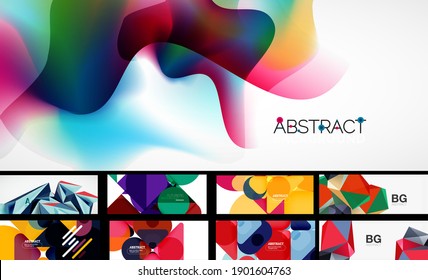 Mega collection of vector geometric abstract wallpaper design templates for business or technology presentations, internet posters or web brochure covers
