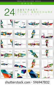 Mega collection of vector geometrical business brochure or leaflet cover design templates. Annual report a4 print backgrounds