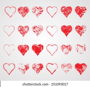 Mega Collection of Vector Grunge Hearts . 