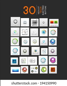 Mega collection of vector UI buttons set. 30 design elements - switch progress bars controllers counters volume knobs