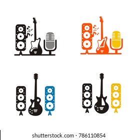 
Mega collection Vintage music studio production vector labels. Musical badges or logos and emblems with guitars and microphones eps 10 eps 8