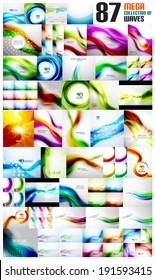 Mega collection of wave abstract backgrounds with copy space. For business / tech design templates, web design, presentations