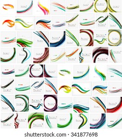 Mega collection of wave abstract backgrounds with copy space. For business tech design templates, web design, presentations. Vector illustration