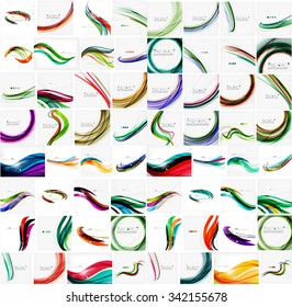 Mega collection of wave abstract backgrounds with copy space. For business tech design templates, web design, presentations. Vector illustration