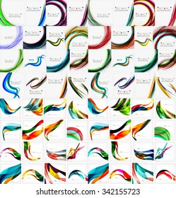 Mega collection of wave abstract backgrounds with copy space. For business tech design templates, web design, presentations. Vector illustration
