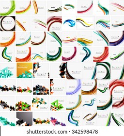 Mega collection of wave abstract backgrounds with copy space. For business tech design templates, web design, presentations. Vector illustration
