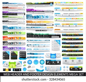 Mega Collection Of Web Headers, Footers, Menu, Drop Menu, Website Icons, Design Elements For Web Pages, Panels, Buttons And So On.