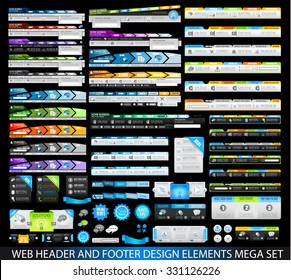 Mega Collection of Website templates, web headers, Footers, menu, drop menu, website icons, design elements for web pages, panels, buttons and so on.