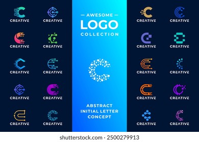 Mega colecciones del diseño del logotipo de la tecnología de la letra C