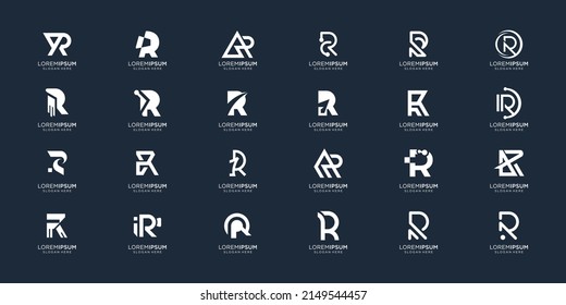 mega collections letter R logo design inspiration. best bundle initial logo, r logo monogram design.