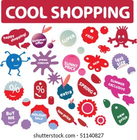 mega cool shopping labels & stickers. vector