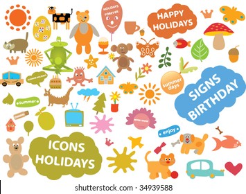 mega cute holidays signs. vector