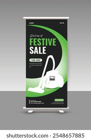 Mega Deal Black Friday Sale roll up banner design and Home Appliance Sale presentation banner Design Template
