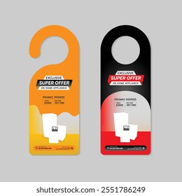 Mega Deal Black Friday Sale door hanger design and Home Appliance Sale presentation door hanger Template with two variations or Kitchen interior equipment  Mega offers door hanger design template