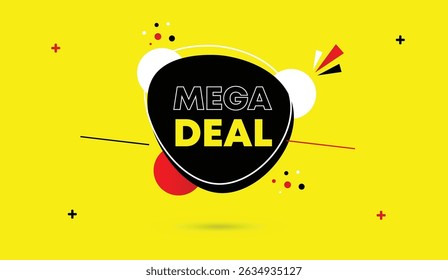 Mega deal editável vetor arte ilustração modelo de design com preto vermelho gradiente branco formas fundo de negócios amarelo abstrato perfeito para promoções marketing anúncios banners folhetos e marca