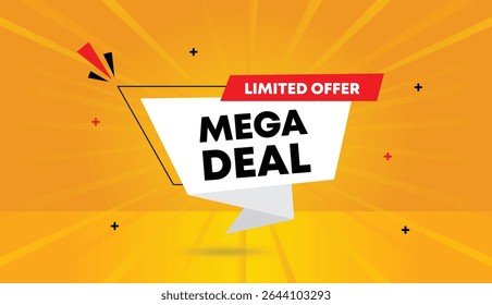 Mega negócio limitado oferecer editável banner web vetor arte modelo ilustração design ícone branco vermelho formas laranja amarelo abstrato fundo negócio sol brilhar 4k moderno tendência única alta qual