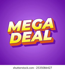 Mega acuerdo. Diseño de efecto de texto en 3D para anuncios promocionales. Tamaño cuadrado