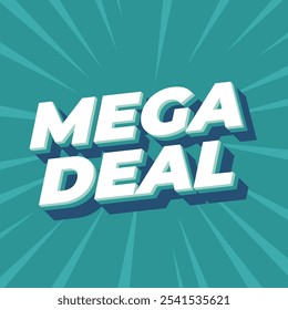 Mega acuerdo. Diseño de efecto de texto en 3D para anuncios promocionales. Tamaño cuadrado