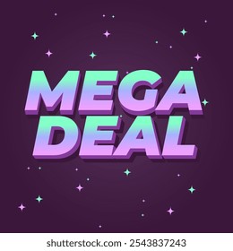 Mega deal. Text effect design in 3D look for promotional ads. Square size