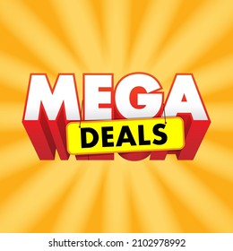 Mega Deals promo unit for campaign. Design template for great deals or offers.